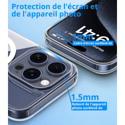 Vansdon Magnétique Coque pour iPhone 15 Pro avec 1 Verre Trempé, Compatible avec MagSafe, Protection Contre Les Chutes de qualit