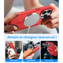 Vansdon Magnétique Coque pour iPhone 15 Pro avec 1 Verre Trempé, Compatible avec MagSafe, Protection Contre Les Chutes de qualit