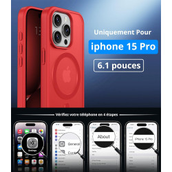 Vansdon Magnétique Coque pour iPhone 15 Pro avec 1 Verre Trempé, Compatible avec MagSafe, Protection Contre Les Chutes de qualit