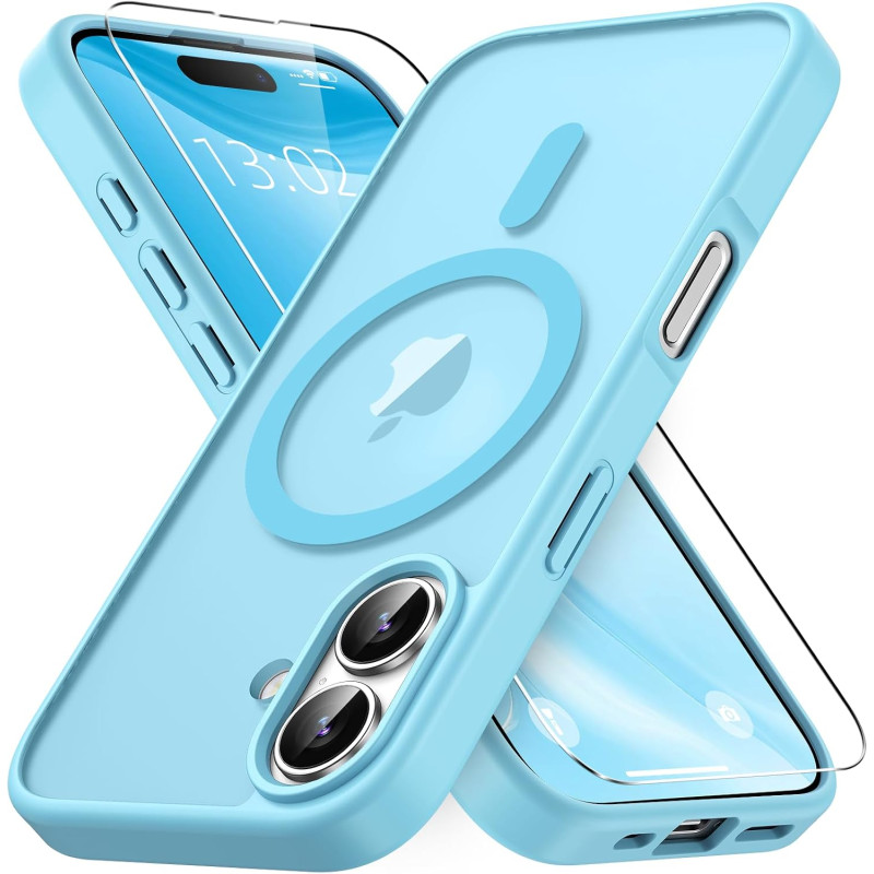 Vansdon Magnétique Coque pour iPhone 16 avec 1 Verre Trempé, Compatible avec MagSafe, Protection Contre Les Chutes de qualité Mi