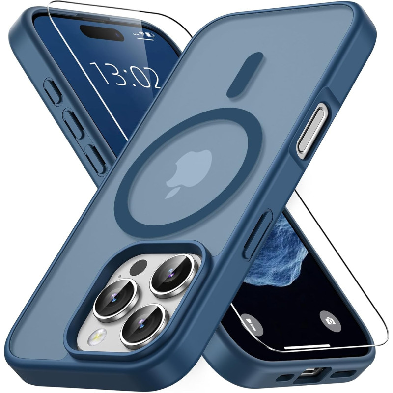 Vansdon Magnétique Coque pour iPhone 16 Pro Max avec 1 Verre Trempé, Compatible avec MagSafe, Protection Contre Les Chutes de qu