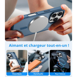 Vansdon Magnétique Coque pour iPhone 16 Pro Max avec 1 Verre Trempé, Compatible avec MagSafe, Protection Contre Les Chutes de qu