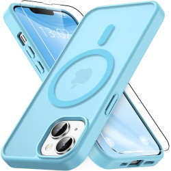 Vansdon Magnétique Coque pour iPhone 13 / iPhone 14 avec 1 Verre Trempé, Compatible avec MagSafe, Protection Contre Les Chutes d