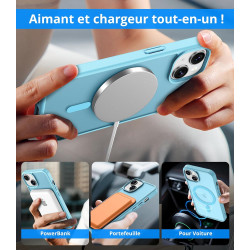 Vansdon Magnétique Coque pour iPhone 13 / iPhone 14 avec 1 Verre Trempé, Compatible avec MagSafe, Protection Contre Les Chutes d
