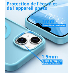 Vansdon Magnétique Coque pour iPhone 13 / iPhone 14 avec 1 Verre Trempé, Compatible avec MagSafe, Protection Contre Les Chutes d