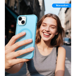 Vansdon Magnétique Coque pour iPhone 13 / iPhone 14 avec 1 Verre Trempé, Compatible avec MagSafe, Protection Contre Les Chutes d