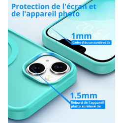 Vansdon Magnétique Coque pour iPhone 13 / iPhone 14 avec 1 Verre Trempé, Compatible avec MagSafe, Protection Contre Les Chutes d