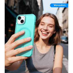 Vansdon Magnétique Coque pour iPhone 13 / iPhone 14 avec 1 Verre Trempé, Compatible avec MagSafe, Protection Contre Les Chutes d