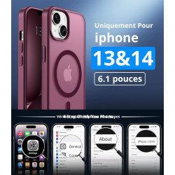 Vansdon Magnétique Coque pour iPhone 13 / iPhone 14 avec 1 Verre Trempé, Compatible avec MagSafe, Protection Contre Les Chutes d