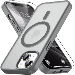 Vansdon Magnétique Coque pour iPhone 13 / iPhone 14 avec 1 Verre Trempé, Compatible avec MagSafe, Protection Contre Les Chutes d