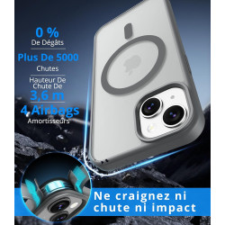 Vansdon Magnétique Coque pour iPhone 13 / iPhone 14 avec 1 Verre Trempé, Compatible avec MagSafe, Protection Contre Les Chutes d