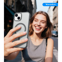 Vansdon Magnétique Coque pour iPhone 13 / iPhone 14 avec 1 Verre Trempé, Compatible avec MagSafe, Protection Contre Les Chutes d