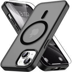 Vansdon Magnétique Coque pour iPhone 13 / iPhone 14 avec 1 Verre Trempé, Compatible avec MagSafe, Protection Contre Les Chutes d