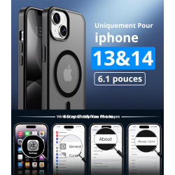 Vansdon Magnétique Coque pour iPhone 13 / iPhone 14 avec 1 Verre Trempé, Compatible avec MagSafe, Protection Contre Les Chutes d