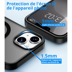 Vansdon Magnétique Coque pour iPhone 13 / iPhone 14 avec 1 Verre Trempé, Compatible avec MagSafe, Protection Contre Les Chutes d