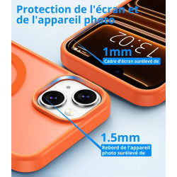 Vansdon magnétique coque pour iphone 13 / iphone 14 avec 1 verre trempé, compatible avec magsafe, protection contre les chutes d