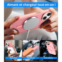 Vansdon Magnétique Coque pour iPhone 13 / iPhone 14 avec 1 Verre Trempé, Compatible avec MagSafe, Protection Contre Les Chutes d