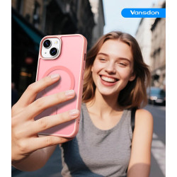 Vansdon Magnétique Coque pour iPhone 13 / iPhone 14 avec 1 Verre Trempé, Compatible avec MagSafe, Protection Contre Les Chutes d