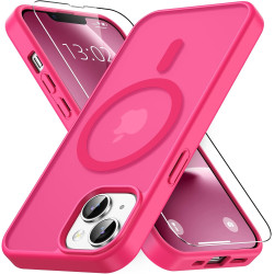 Vansdon Magnétique Coque pour iPhone 13 / iPhone 14 avec 1 Verre Trempé, Compatible avec MagSafe, Protection Contre Les Chutes d