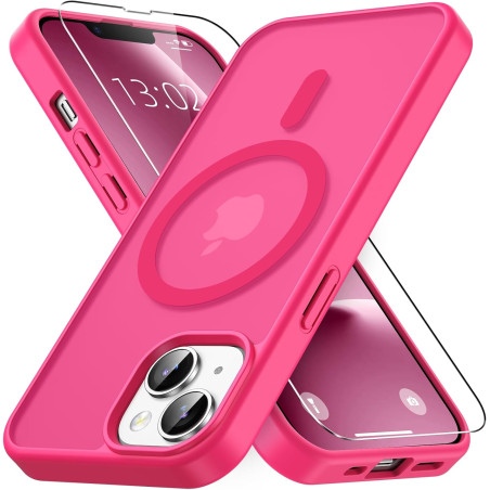 Vansdon Magnétique Coque pour iPhone 13 / iPhone 14 avec 1 Verre Trempé, Compatible avec MagSafe, Protection Contre Les Chutes d
