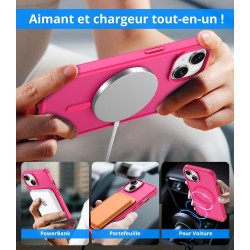 Vansdon Magnétique Coque pour iPhone 13 / iPhone 14 avec 1 Verre Trempé, Compatible avec MagSafe, Protection Contre Les Chutes d