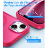 Vansdon Magnétique Coque pour iPhone 13 / iPhone 14 avec 1 Verre Trempé, Compatible avec MagSafe, Protection Contre Les Chutes d