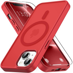 Vansdon Magnétique Coque pour iPhone 13 / iPhone 14 avec 1 Verre Trempé, Compatible avec MagSafe, Protection Contre Les Chutes d