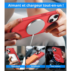 Vansdon Magnétique Coque pour iPhone 13 / iPhone 14 avec 1 Verre Trempé, Compatible avec MagSafe, Protection Contre Les Chutes d