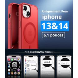 Vansdon Magnétique Coque pour iPhone 13 / iPhone 14 avec 1 Verre Trempé, Compatible avec MagSafe, Protection Contre Les Chutes d