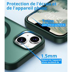 Vansdon Magnétique Coque pour iPhone 13 / iPhone 14 avec 1 Verre Trempé, Compatible avec MagSafe, Protection Contre Les Chutes d