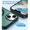 Vansdon Magnétique Coque pour iPhone 13 / iPhone 14 avec 1 Verre Trempé, Compatible avec MagSafe, Protection Contre Les Chutes d