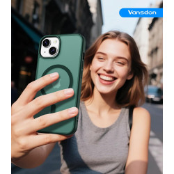 Vansdon Magnétique Coque pour iPhone 13 / iPhone 14 avec 1 Verre Trempé, Compatible avec MagSafe, Protection Contre Les Chutes d