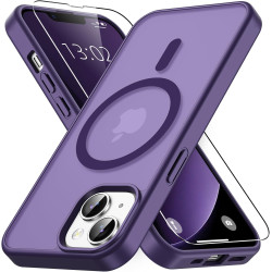 Vansdon Magnétique Coque pour iPhone 13 / iPhone 14 avec 1 Verre Trempé, Compatible avec MagSafe, Protection Contre Les Chutes d