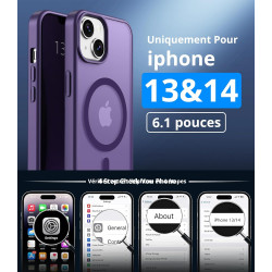 Vansdon Magnétique Coque pour iPhone 13 / iPhone 14 avec 1 Verre Trempé, Compatible avec MagSafe, Protection Contre Les Chutes d