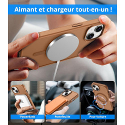 Vansdon Magnétique Coque pour iPhone 13 / iPhone 14 avec 1 Verre Trempé, Compatible avec MagSafe, Protection Contre Les Chutes d