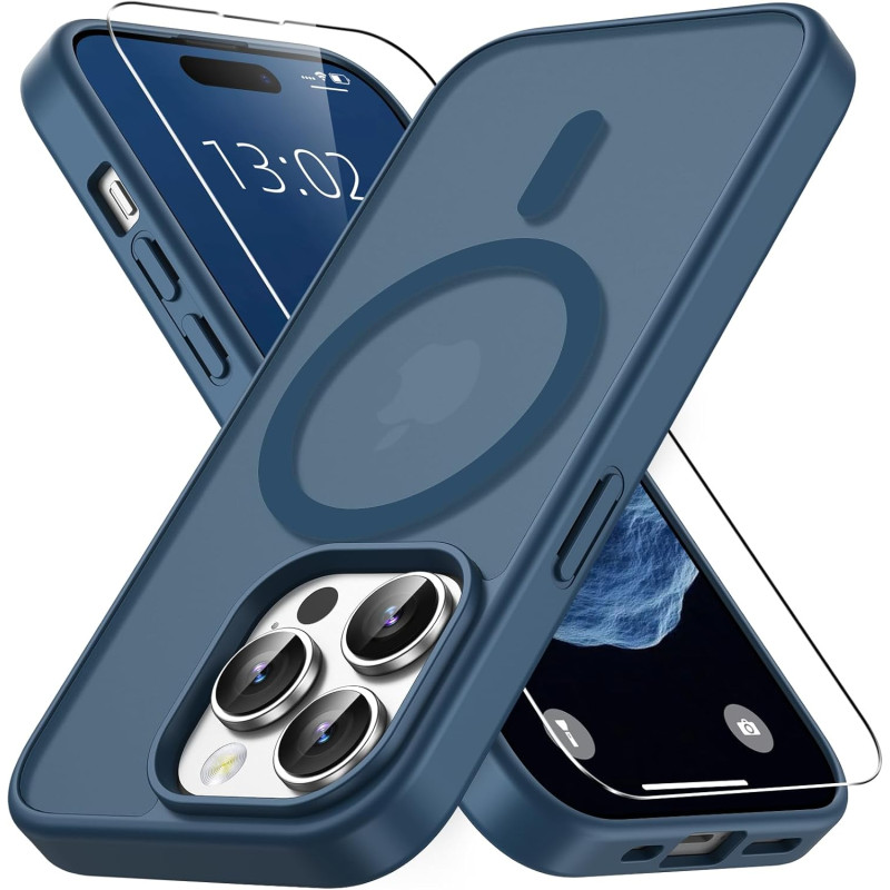 Vansdon Magnétique Coque pour iPhone 14 Pro Max avec 1 Verre Trempé, Compatible avec MagSafe, Protection Contre Les Chutes de qu