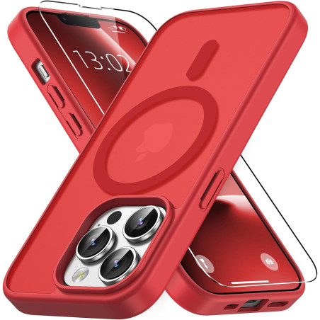 Vansdon Magnétique Coque pour iPhone 13 Pro Max avec 1 Verre Trempé, Compatible avec MagSafe, Protection Contre Les Chutes de qu