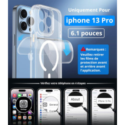 Vansdon Magnétique Coque pour iPhone 13 Pro Max avec 1 Verre Trempé, Compatible avec MagSafe, Protection Contre Les Chutes de qu