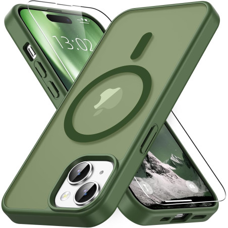 Vansdon Magnétique Coque pour iPhone 15 avec 1 Verre Trempé, Compatible avec MagSafe, Protection Contre Les Chutes de qualité Mi