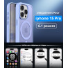 Vansdon Magnétique Coque pour iPhone 15 Pro avec 1 Verre Trempé, Compatible avec MagSafe, Protection Contre Les Chutes de qualit