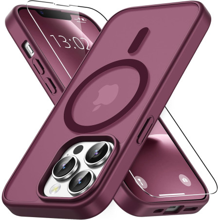 Vansdon Magnétique Coque pour iPhone 13 Pro Max avec 1 Verre Trempé, Compatible avec MagSafe, Protection Contre Les Chutes de qu