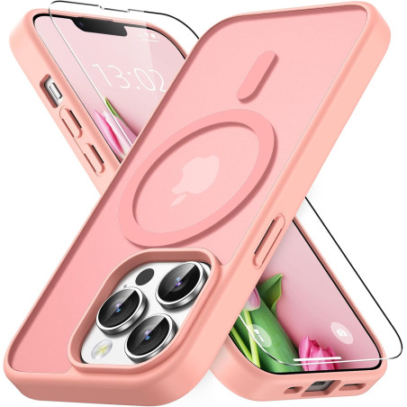 Vansdon Magnétique Coque pour iPhone 13 Pro Max avec 1 Verre Trempé, Compatible avec MagSafe, Protection Contre Les Chutes de qu