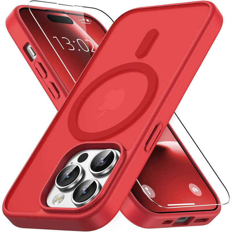 Vansdon Magnétique Coque pour iPhone 13 Pro avec 1 Verre Trempé, Compatible avec MagSafe, Protection Contre Les Chutes de qualit