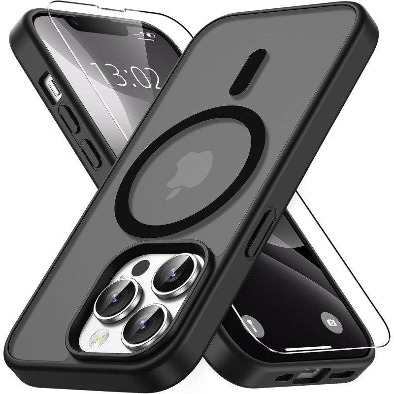 Vansdon Magnétique Coque pour iPhone 13 Pro avec 1 Verre Trempé, Compatible avec MagSafe, Protection Contre Les Chutes de qualit