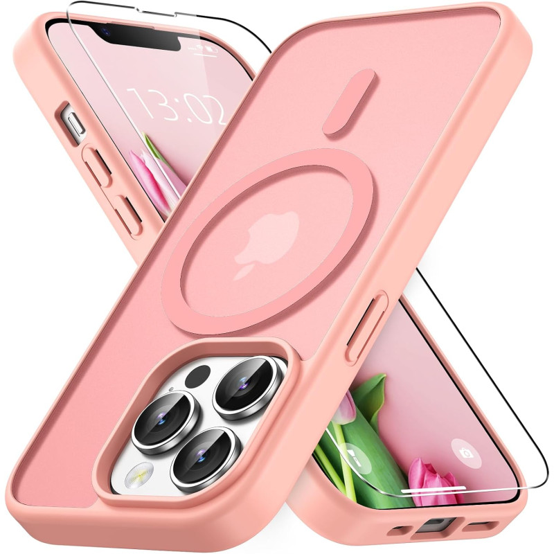 Vansdon Magnétique Coque pour iPhone 13 Pro avec 1 Verre Trempé, Compatible avec MagSafe, Protection Contre Les Chutes de qualit