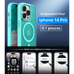 Vansdon Magnétique Coque pour iPhone 14 Pro avec 1 Verre Trempé, Compatible avec MagSafe, Protection Contre Les Chutes de qualit