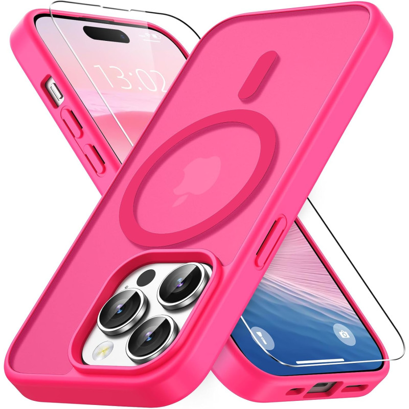 Vansdon Magnétique Coque pour iPhone 14 Pro avec 1 Verre Trempé, Compatible avec MagSafe, Protection Contre Les Chutes de qualit
