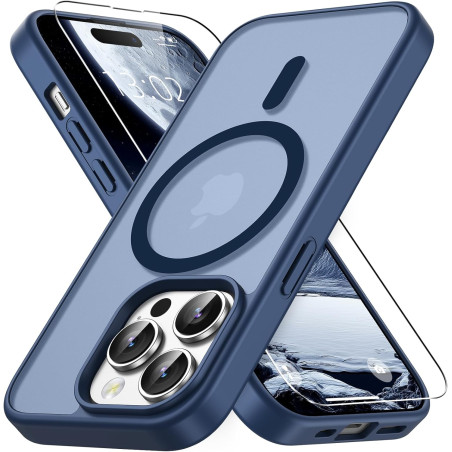 Vansdon Magnétique Coque pour iPhone 14 Pro Max avec 1 Verre Trempé, Compatible avec MagSafe, Protection Contre Les Chutes de qu