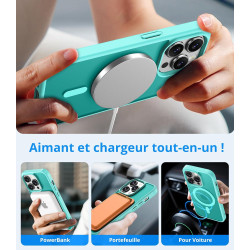 Vansdon Magnétique Coque pour iPhone 14 Pro Max avec 1 Verre Trempé, Compatible avec MagSafe, Protection Contre Les Chutes de qu