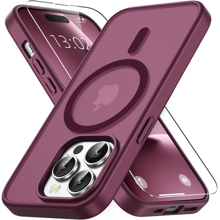 Vansdon Magnétique Coque pour iPhone 14 Pro Max avec 1 Verre Trempé, Compatible avec MagSafe, Protection Contre Les Chutes de qu